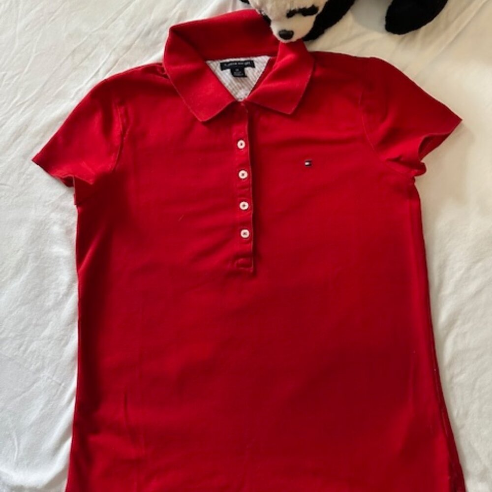 Tommy Hilfiger Red Polo - Sz M - Picture 2 of 10